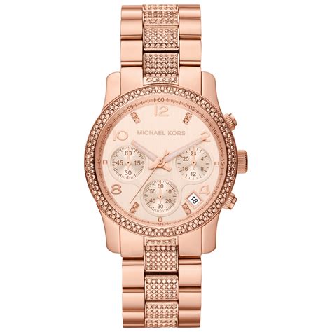 michael kors rose gold crystal encrusted watch|Michael Kors ritz chronograph.